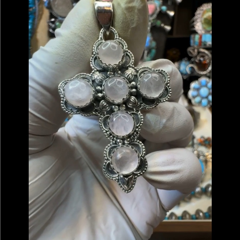 Sterling Silver and Gemstone Cross Pendent